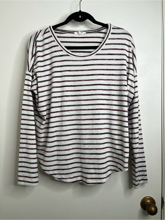 rag & bone Tops - Rag & Bone Women’s Striped Long-Sleeve Tunic White Black Burgundy Comfy Nautical